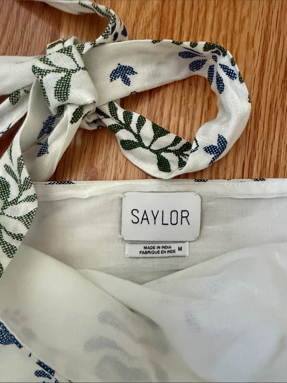 Women's White Maxi Skirt and Top with Blue Floral Print - Picture 3 of 3